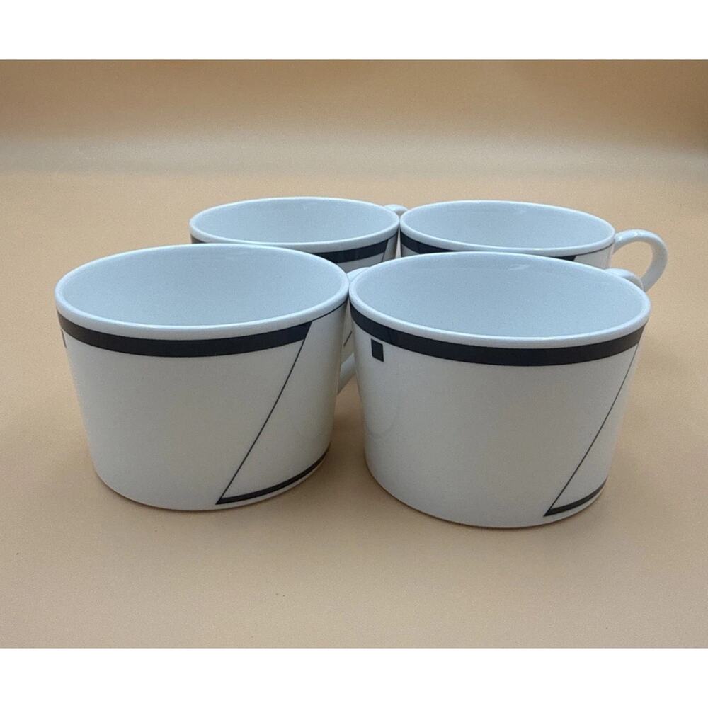 4 Christopher Stuart Angles Cups Set Vintage Art Deco Geometric Dish Lot